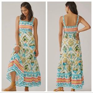 Farm Rio Blue Multi Toucan Printed Maxi Dress